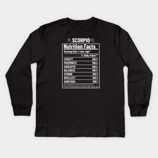 Scorpio Nutrition Facts Label Kids Long Sleeve T-Shirt